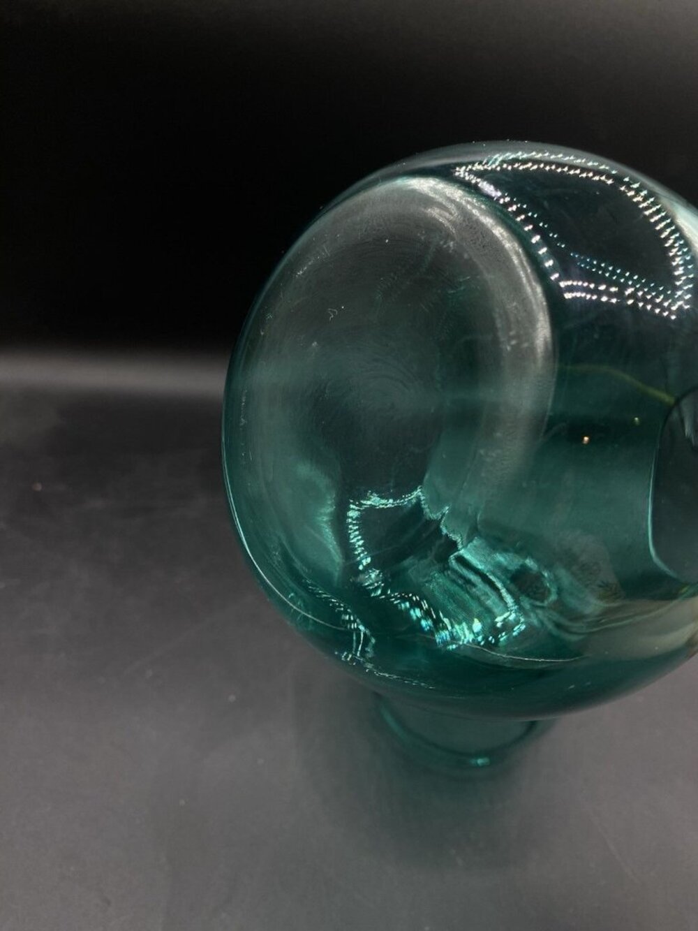 Teal Blue Bubble Top Empoli Apothecary Glass 11” Jar Vintage  - Picture 4 of 7